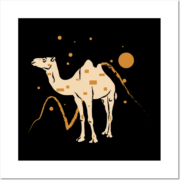 Camel and Desert at Night Wall Art by Wlaurence